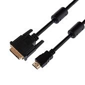 Шнур HDMI-DVI-D с фильтрами, длина 7 метров (GOLD) (PE пакет) REXANT 17-6307