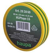 Изолента ПВХ, цвет желто-зеленый, ширина 19 мм, длина 20 м, d 74 мм код 263860 Haupa