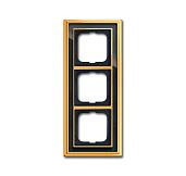 Рамка для розеток и выключателей 3 поста Династия, латунь полированная, черное стекло (1754-0-4567) 2CKA001754A4567 ABB