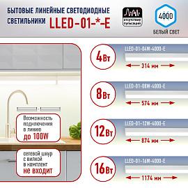 Светильник светодиодный ДПО   8Вт LLED-01 Т5 4000К 700Лм 574мм сетевой шнур и крепеж в комплекте IP20 Б0052720 ЭРА