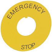 Этикетка круглая 60мм надпись "EMERGENCY STOP" желтая Osmoz 24178 Legrand