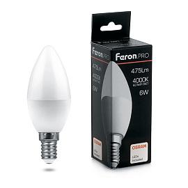 Лампа светодиодная    7,5Вт E14 C37 4000К 650Лм матовая 230В Свеча 38054 LED OSRAM Feron Pro