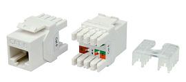 Вставка Keystone Jack RJ-45(8P8C), категория 6, тип 180 градусов, белая KJ8-8P8C-C6-180-WH Hyperline