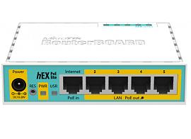 Роутер Ethernet 5x10/100, PassivePoE вх - ether1, вых - 4xLAN, USB 2.0 RB750UPr2 (hEX PoE Lite) Mikrotik