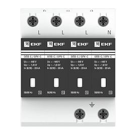 Ограничитель импульсных напряжений  ОПВ-C/4P In 20кА 440В (с сигнализацией) (opv-c4) EKF
