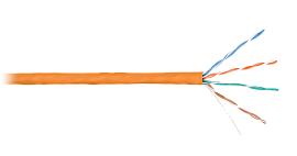 Кабель витая пара U/UTP 4 пары, категория 5e (Класс D), тест по ISO/IEC, 100МГц, одножильный, BC (чистая медь), 24AWG (0,50мм), внутренний, LSZH нг(A)-HFLTx, оранжевый NKL 4100C-OR NIKOLAN