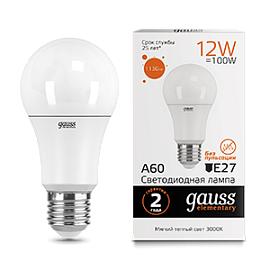 Лампа светодиодная 12 Вт E27 A60 3000K 1130Лм LED Грушевидная Elementary 23212 GAUSS