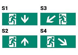 Наклейка S4 для ДСА-503 328*119 "Направление к эвакуационному выходу направо вниз" .5035164