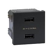 Simon Устройство зарядное 2хUSB, К45, 5 В, 2,1 А, графит K126E-14