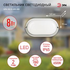 Светильник светодиодный IP65 8Вт 760Лм 6500К D160 ОВАЛ ЖКХ LED (40/960) SPB-202-0-65K-008 ЭРА