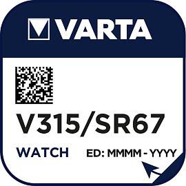 Элемент питания V315 (SR716SW, SR67) д/часов (00315 101 111) батарейка оксид-серебряная 315101111 VARTA