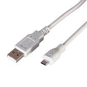 Кабель micro USB (male) штекер-USB-A (male) штекер, длина 3 метра, белый (PE пакет) REXANT 18-1166
