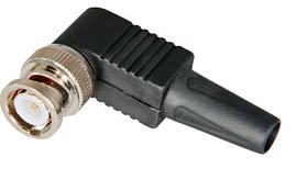 Штекер BNC на коаксиальный кабель под винт, угловой, с пластиковой муфтой и амортизатором. APB013 LAZSO