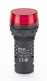 Лампа ADDS диаметр 22мм светодиодная красный 220В AC/DC ЛK-22 25119DEK DEKraft
