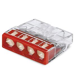 Клемма для распределительный коробок на 4 провод.0,5-2,5 мм2 медь-алюминий с пастой красный (2273-244) WAGO