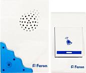 Звонок дверной беспроводной Е-223  2*1,5V/AA (32 мелодии) кнопка IP20 белый синий 23679 Feron