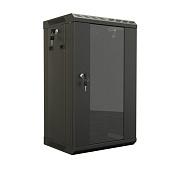 Шкаф настенный 10'', 6U, 366,5х390х300, уст. размер 254 мм, со стеклянной дверью, открывающиеся стенки, возможность установки вентилятора, цвет черный (RAL 9004) (собранный) TDB-6U-GP-RAL9004 Hyperline