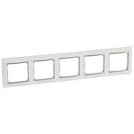Рамка для розеток и выключателей 5 постов Valena скрытой установки горизонтальная белый/серебро 770495 Legrand