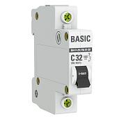Выключатель автоматический 32А 1П однополюсный характеристика C 4,5кA тип AC ВА47-29 Basic mcb4729-1-32C EKF