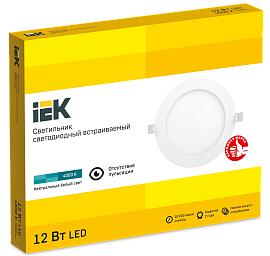 Светильник светодиодный ДВО встраиваемый LED 12Вт 1605 4000К IP20 белый круг170*10 LDVO0-1605-1-12-K01 (К02) IEK