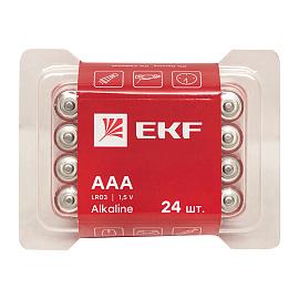 Батарейка алкалиновая типа ААА(LR03) пластиковый бокс 24шт. EKF
