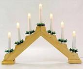 Светильник светодиодный "Новогодняя горка" серия Holiday, 7 LED свечей, 0,1Вт*7, тёплый свет, дерево, новогодний декор, батарейки в комплекте, HL020 Gauss
