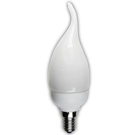 Лампа КЛЛ энергосберегающая 9Вт Е14 EIC/DN 4100К Candle свеча на ветру, холодный свет 130х40 /C4NV09ECC/ ECOLA