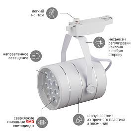 Светильник светодиодный трековый 12Вт 4000К 840Лм 220В белый  ( TR3 - 12 WH ) Б0032106 ЭРА