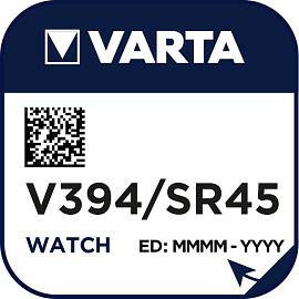 Элемент питания V394 (SR936SW, SR45, G9) д/часов (00394 101 111 батарейка оксид-серебряная 394101111 VARTA