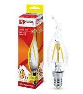 Лампа светодиодная LED-свеча на ветру-deco 9Вт 230В E14 3000К 810Лм прозрачная 4690612026220 IN HOME