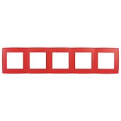 Рамка для розеток и выключателей ЭРА12 5 постов красный ( 12-5005-23 ) Б0019420 ЭРА