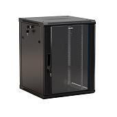 Hyperline TWB-1866-GP-RAL9004 Шкаф настенный 19-дюймовый (19"), 18U, 908x600х600мм, стеклянная дверь с перфорацией по бокам, ручка с замком, цвет черный (RAL 9004) (разобранный)