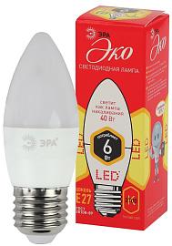 Лампа светодиодная 6 Вт E27 B35 2700К 480Лм матовая 220-240В свеча ( ECO LED B35-6W-827-E27 ) Б0020620 ЭРА