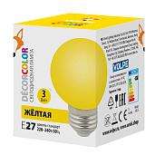 Лампа светодиодная 3 Вт E27 матовая 220В шар LED-G60-3W/YELLOW/E27/FR/С "шар" цвет желтый.UL-00006961 Volpe