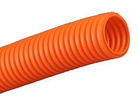 Труба гофрированная ПНД 32 мм легкая безгалогенная (HF) с протяжкой оранжевая 023261 Промрукав
