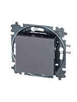 Выключатель одноклавишный кнопочный LEVIT скрытой установки 10А схема 1 механизм с накладкой сталь / дымчатый чёрный 2CHH599145A6069 ABB