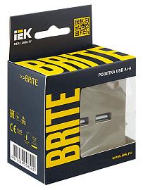 BRITE Розетка USB A+A 5В 3,1А РЮ10-1-БрШ шампань IEK