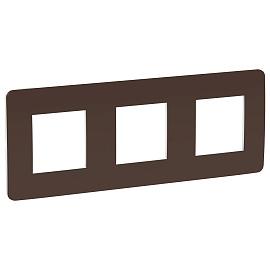 Рамка для розеток и выключателей 3 поста Unica Studio шоколад/белый NU280616 Systeme Electric