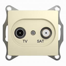 Розетка TV+SAT телевизионная+спутниковая GLOSSA скрытой установки проходная 4dB механизм бежевый GSL000298 Systeme Electric