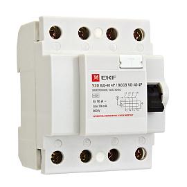 Выключатель дифференциального тока ВДТ (УЗО) 40А 2П двухполюсный 30мА тип AC электронное Basic elcb-2-40-30e-sim EKF