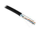 Hyperline FUTP4-C5E-S24-SW-OUT-PE-BK-500 Кабель витая пара F/UTP, кат.5e, 4 пары(24 AWG), одножильн.(solid),экран-фольга, с металл.тросом,внешний, PE,-40°C-+50°C, черный