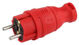 Вилка кабельная каучуковая с заземлением прямая красная 16A V8-RED-IP44 Б0044547 ЭРА