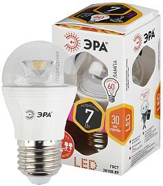 Лампа светодиодная 7 Вт E27 P45 2700К 560Лм прозрачная 170-265В шар Clear ( LED P45-7W-827-E27-Clear ) Б0017243 ЭРА