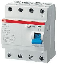 Выключатель автоматический дифференциального тока F204 40А 4П четырехполюсный 100мА 2CSF204101R2400 ABB