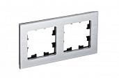 Рамка для розеток и выключателей 2 поста Atlasdesign Nature металл серебро ATN312102 Schneider Electric