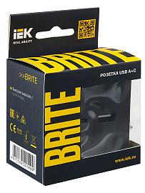 BRITE С/У графит Розетка USB A+C 18Вт РЮ11-1-БрГ IEK