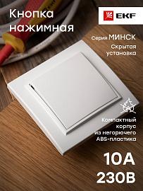 Кнопка нажимная Минск скрытой установки 10А белый ERV10-028-10 EKF