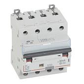 Выключатель автоматический дифференциального тока АВДТ DX3 10А 4П четырехполюсный C 30мА 10кА 400В 4 модуля 411233 Legrand