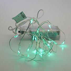 Гирлянда светодиодная линейная Роса, CL570 20 LED зеленый, батарейки 2*АА, 2м + 0.5м, прозрачный шнур, IP20 32366 Feron