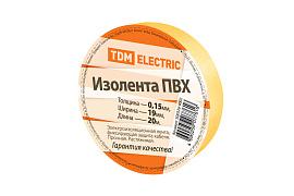 Изолента ПВХ желтая 19х20м SQ0526-0002 TDM